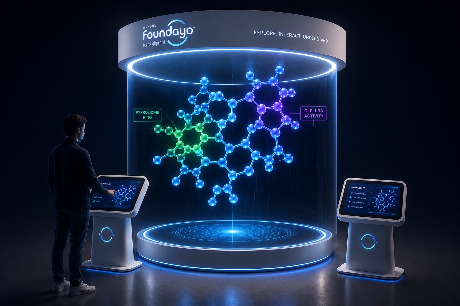 The Molecule station with suspended sculpture