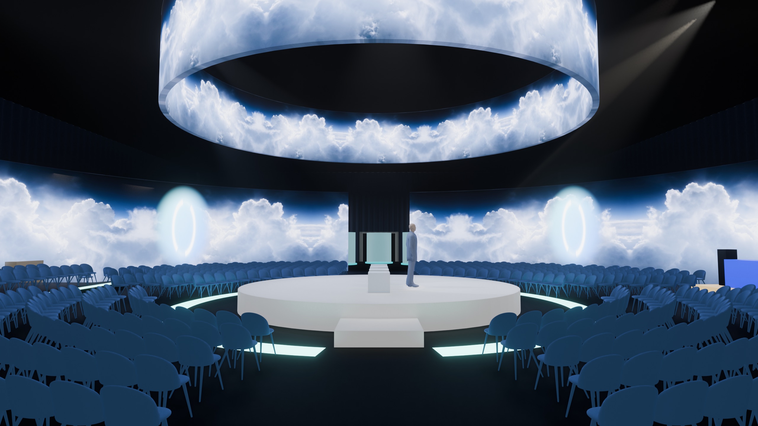 The room wide, the ring carrying one continuous sky